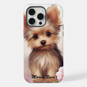 Kleiner Hund mit Schleife – Süße Illustration für iPhone 15 Pro Max Hülle
