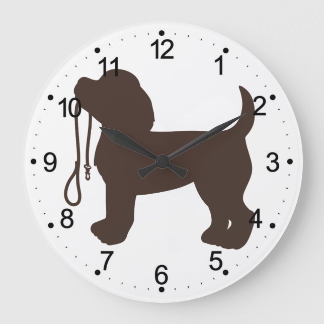 Kleiner Hund Silhouette - Hintergrundfarbe auswähl Große Wanduhr (Vorderseite)