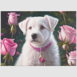 Kleiner Hund und Rose Seidenpapier