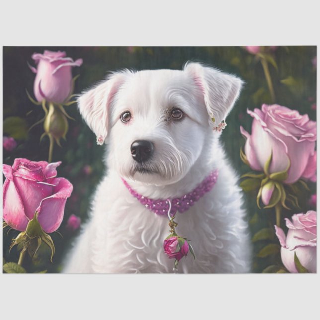 Kleiner Hund und Rose Seidenpapier (Vorderseite)