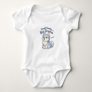 Kleiner Husky großes Drama lustiger Welpe Baby Strampler