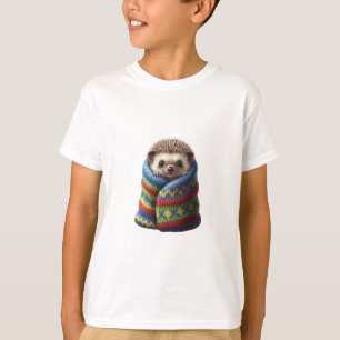 Kleiner Igel in bunt gestrickter Decke Kinder T-Shirt