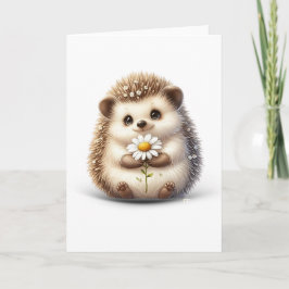 Kleiner Igel mit Daisy Blank Nature Greeting Karte