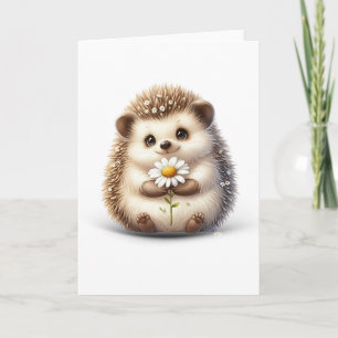 Kleiner Igel mit Daisy Blank Nature Greeting Karte