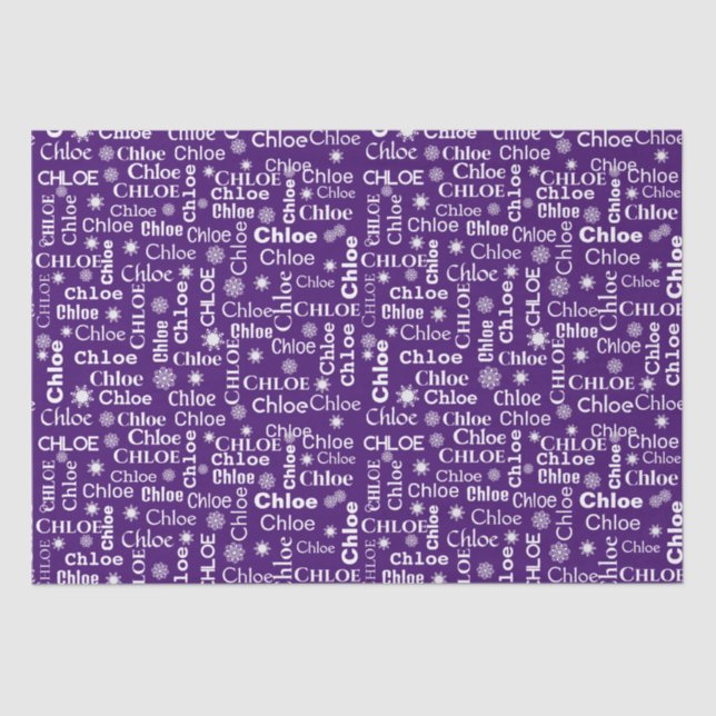 KLEINER Individuelle Name mit Schneeflocken Seidenpapier (Vorderseite)