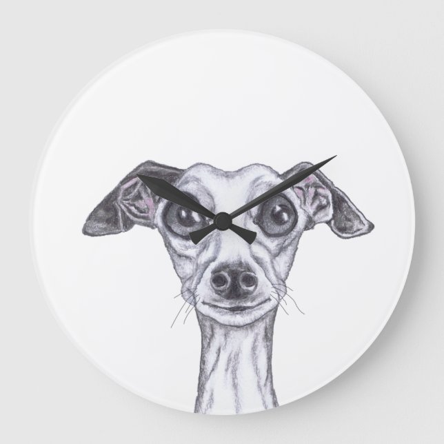 KLEINER ITALIENISCHER GREYHUND g869 Große Wanduhr (Vorderseite)