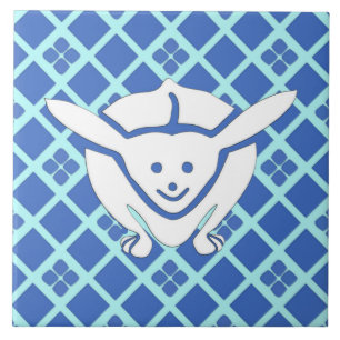 Kleiner japanischer Hase, blau Fliese
