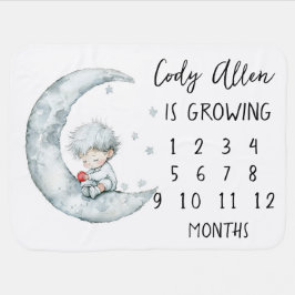 Kleiner Junge auf dem Mond Baby Milestone Personal Babydecke
