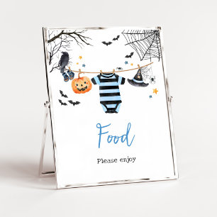 Kleiner Junge Boo Halloween-Baby-Shower-Essensschi Poster
