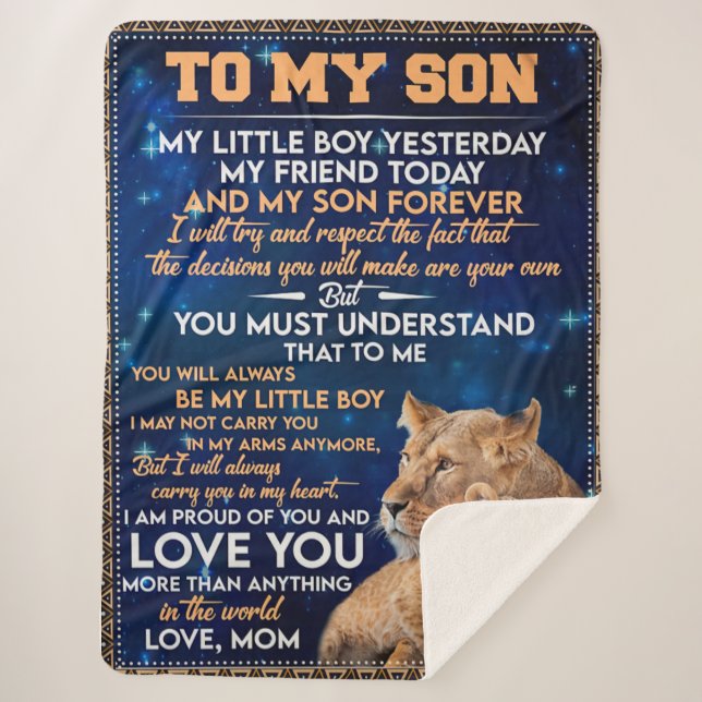 Kleiner Junge gestern Freunde heute Löwe Mama zu S Sherpadecke (Vorderseite)