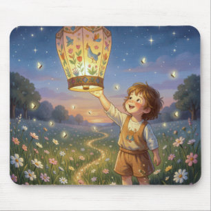 Kleiner Junge lässt eine chinesische Laterne steig Mousepad