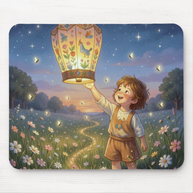 Kleiner Junge lässt eine chinesische Laterne steig Mousepad (Vorne)