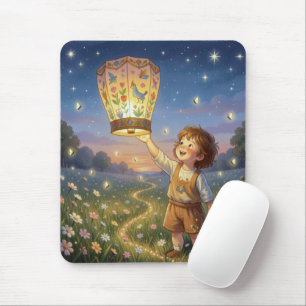 Kleiner Junge lässt eine chinesische Laterne steig Mousepad