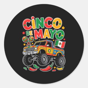 Kleiner Junge Lastwagen Taco Hemd süß Cinco de May Runder Aufkleber