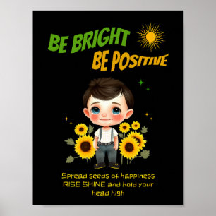 Kleiner Junge mit Sonnenblumen Poster