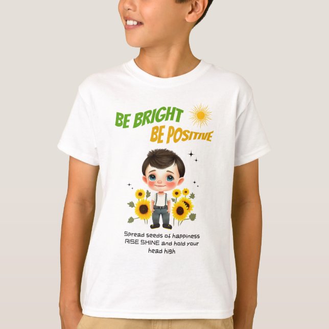 Kleiner Junge mit Sonnenblumen T-Shirt (Vorderseite)