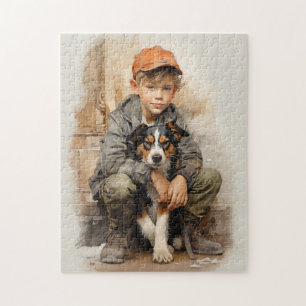 Kleiner Junge und Hund Puzzle