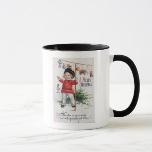 Kleiner Junge zeigt seine Geschenke Tasse