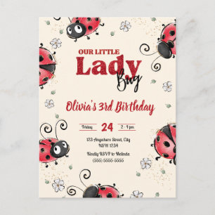kleiner Käfer Ladybug Geburtstagseinladung Postkarte