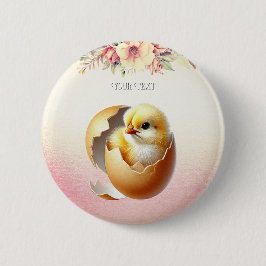 Kleiner Kick-Hatching-Floral-Button Button