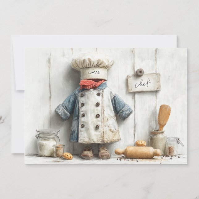 Kleiner Koch 1. Geburtstag Party Einladung (Vorderseite)