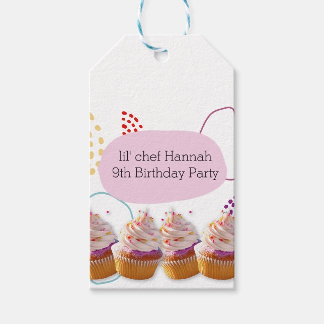 Kleiner Koch Cupcake Backen Geburtstag Kinder Part Geschenkanhänger (Vorderseite)