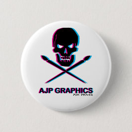 KLEINER KREIS-KNOPF des AJP GRAFIK-SCHÄDEL-3D Button