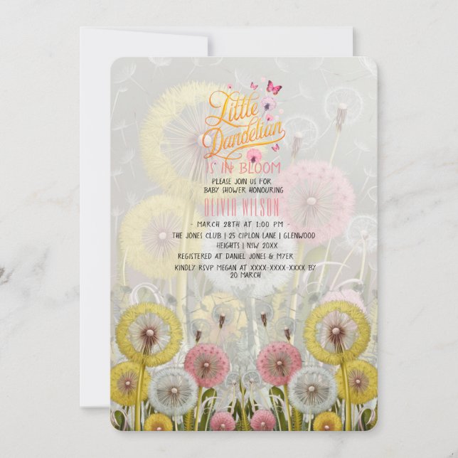 Kleiner Kronleuchter in blühender Babydusche#6 Einladung (Vorderseite)