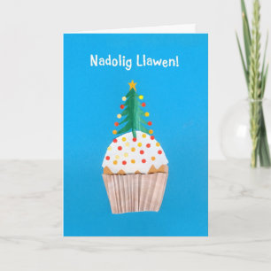 Kleiner Kuchen der Weihnachtskarten-(Waliser) mit Feiertagskarte