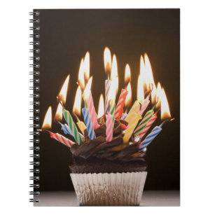 Kleiner Kuchen mit Geburtstagskerzen Notizblock