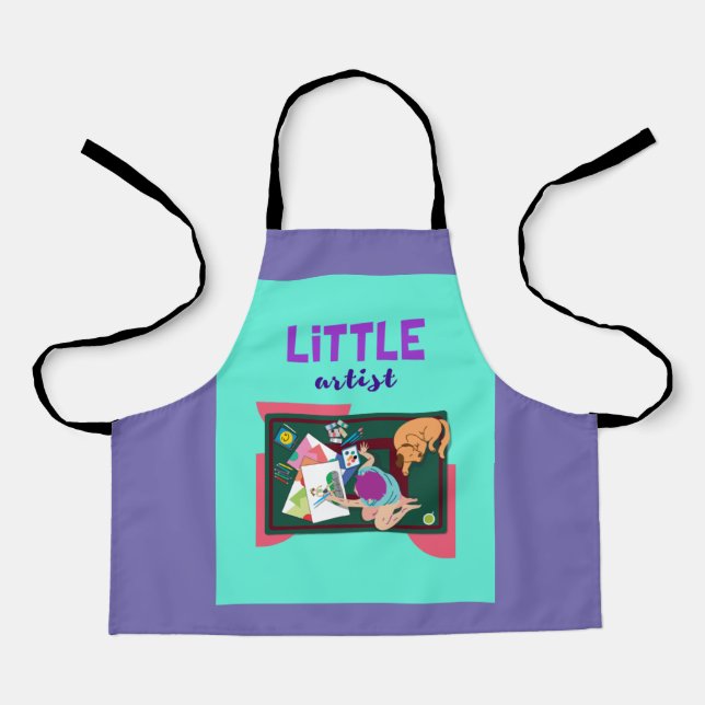 Kleiner künstlerischer Junge, der Kunst am Schürze (Vorderseite)