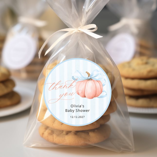 Kleiner Kürbis auf dem Weg Babydusche Danke Runder Aufkleber (Von Creator hochgeladen)