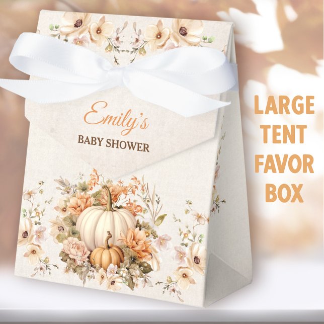 Kleiner Kürbis auf dem Weg Babydusche Großzelt Geschenkschachtel (Little Pumpkin Rustic Large Tent Favor Boxes - You can choose from 2 sizes of these tent favor boxes)