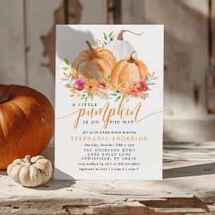 Kleiner Kürbis auf dem Weg Herbst Floral Babyparty Einladung