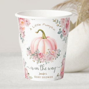 Kleiner Kürbis auf dem Weg Pink Fall Baby Dusche Pappbecher