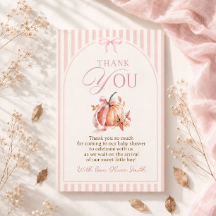 Kleiner Kürbis auf dem Weg Rosa Mädchen Baby Showe Dankeskarte