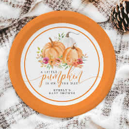 Kleiner Kürbis auf dem Weg zum Fall Floral Baby Du Pappteller