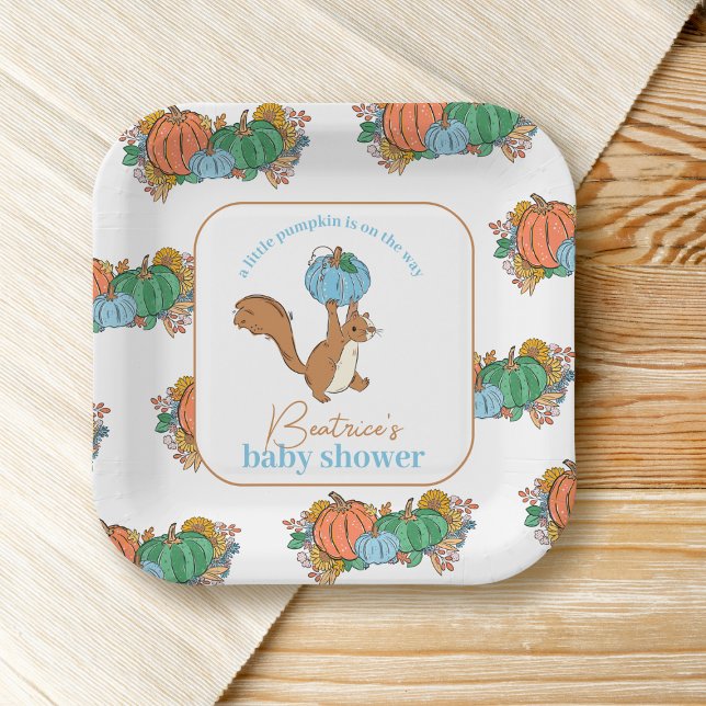 Kleiner Kürbis auf die Pink Boy Baby Dusche Pappteller (Von Creator hochgeladen)