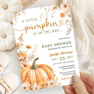 Kleiner Kürbis auf die Way Fall Baby Dusche Einladung