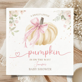 Kleiner Kürbis-Baby Shower Mädchen Rosa Schleife P Serviette