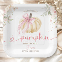 Kleiner Kürbis-Baby-Shower Mädchen Rosa Schleife