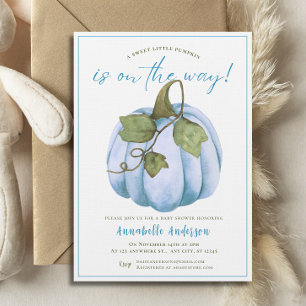 Kleiner Kürbis Blau Aquarell Junge Baby Shower Einladung
