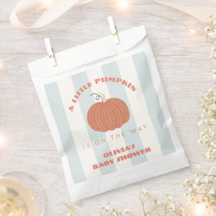 Kleiner Kürbis Blau Gestreifter Jungen Baby Shower Geschenktütchen