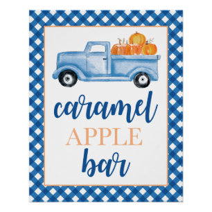 Kleiner Kürbis blau Herbst Geburtstagsessen Poster