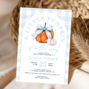 Kleiner Kürbis blaue Schleife Junge Baby Shower Einladung