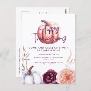 kleiner Kürbis Blumenfall lila Erntedank Postkarte