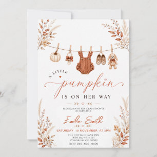 Kleiner Kürbis Boho Herbst Wäscheleine Babyparty Einladung