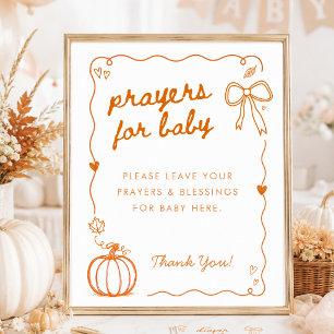 Kleiner Kürbis-Doodle-Baby-Shower-Gebetsschild Poster
