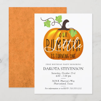 Kleiner Kürbis dreht eins | Geburtstagspartei Einladung