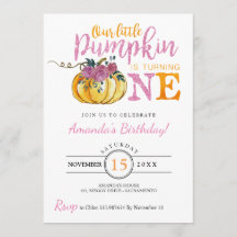 Kleiner Kürbis Einladungskarte zum ersten Geburtst